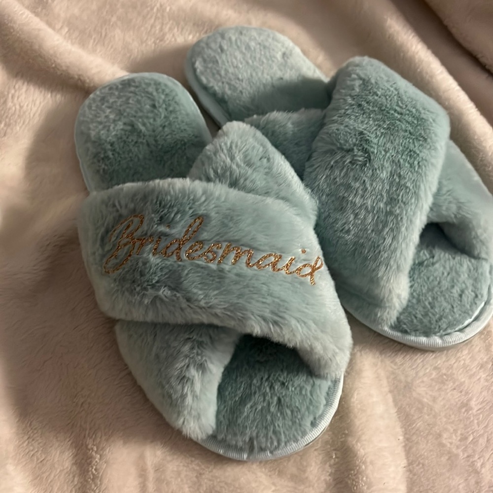Teal bridesmaid slippers size M